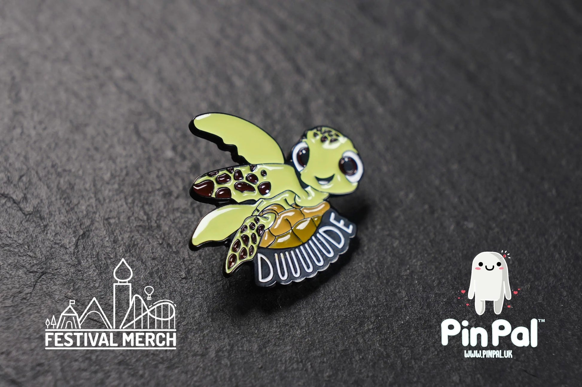 Funny Enamel Pin - PinPal UK177 - Pin Badges - Funny Gift, Music Gift, Anime Gift, Cute Gift, Positive gift, Cheeky Rude Gift, dude turtle