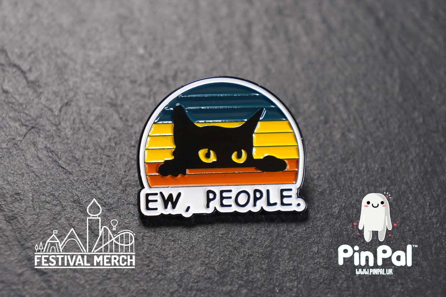 Cat Enamel Pin - PinPal UK178 - Pin Badges - Funny Gift, Music Gift, Anime Gift, Cute Gift, Positive gift, Cheeky Rude Gift, Unique Gift