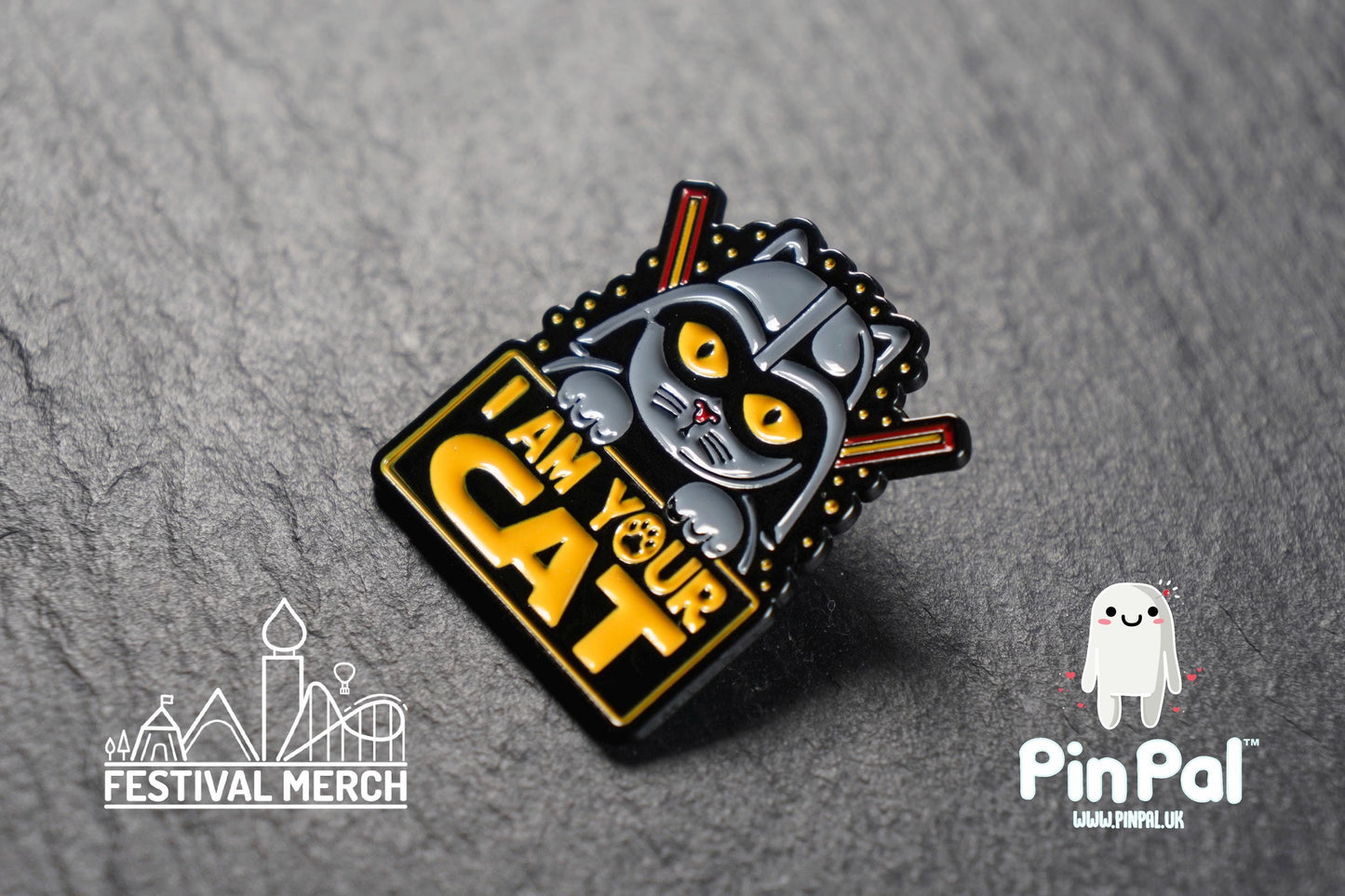 Cat Enamel Pin - PinPal UK181 - Pin Badges - Funny Gift, Music Gift, Anime Gift, Cute Gift, Positive gift, Cheeky Rude Gift, darkside nerd