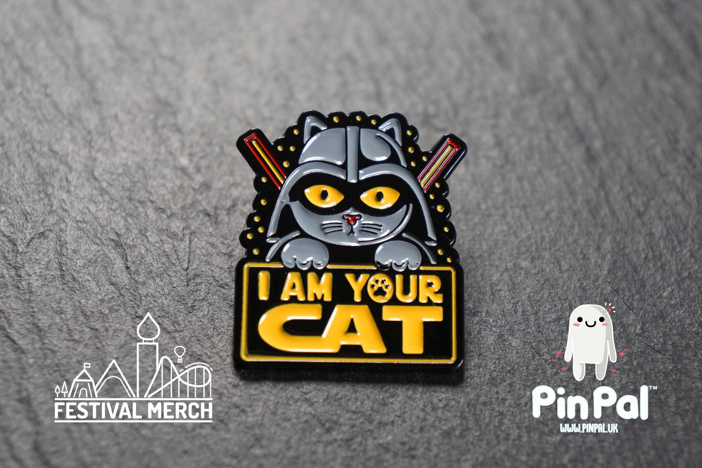 Cat Enamel Pin - PinPal UK181 - Pin Badges - Funny Gift, Music Gift, Anime Gift, Cute Gift, Positive gift, Cheeky Rude Gift, darkside nerd