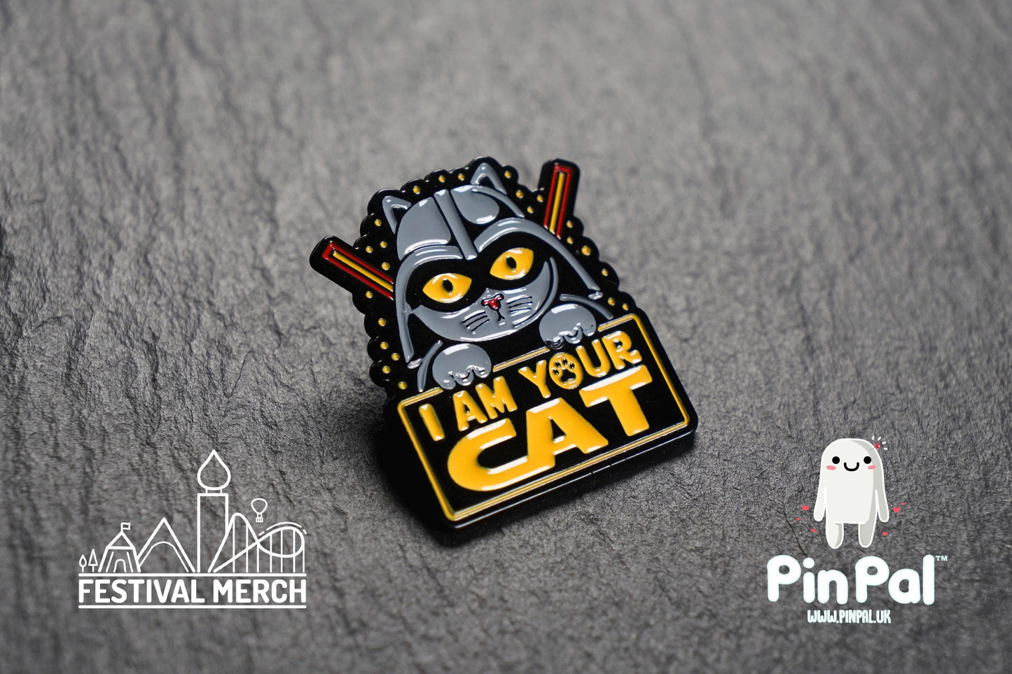 Cat Enamel Pin - PinPal UK181 - Pin Badges - Funny Gift, Music Gift, Anime Gift, Cute Gift, Positive gift, Cheeky Rude Gift, darkside nerd