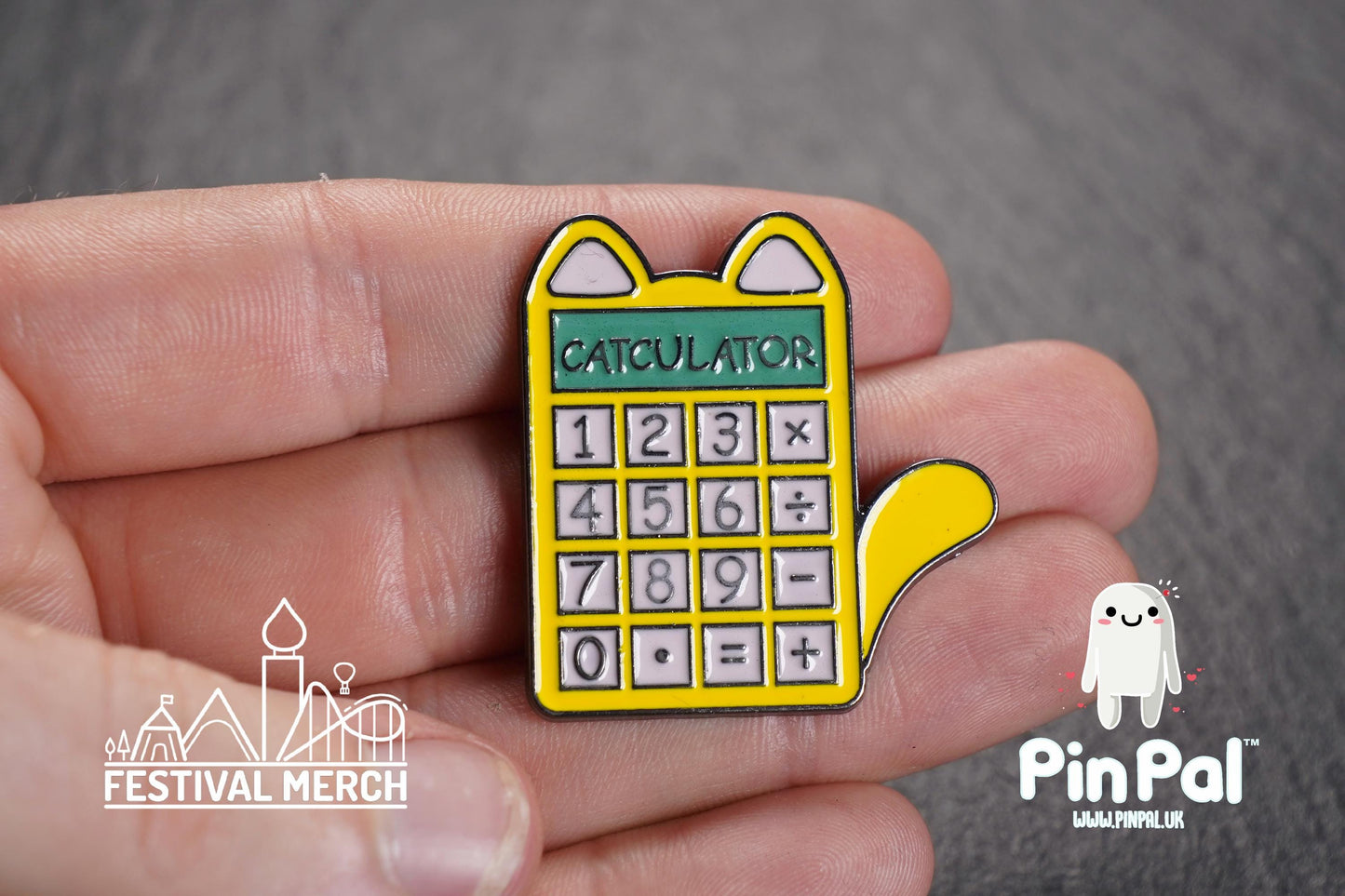 Cat Calculator Enamel Pin - PinPal UK194 - Pin Badges - Funny Gift, Music Gift, Anime Gift, Cute Gift, Positive gift, Cheeky, Teacher Gift