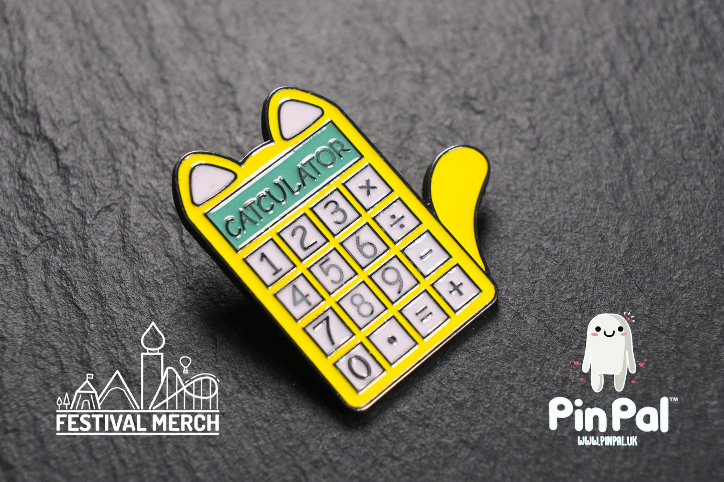 Cat Calculator Enamel Pin - PinPal UK194 - Pin Badges - Funny Gift, Music Gift, Anime Gift, Cute Gift, Positive gift, Cheeky, Teacher Gift