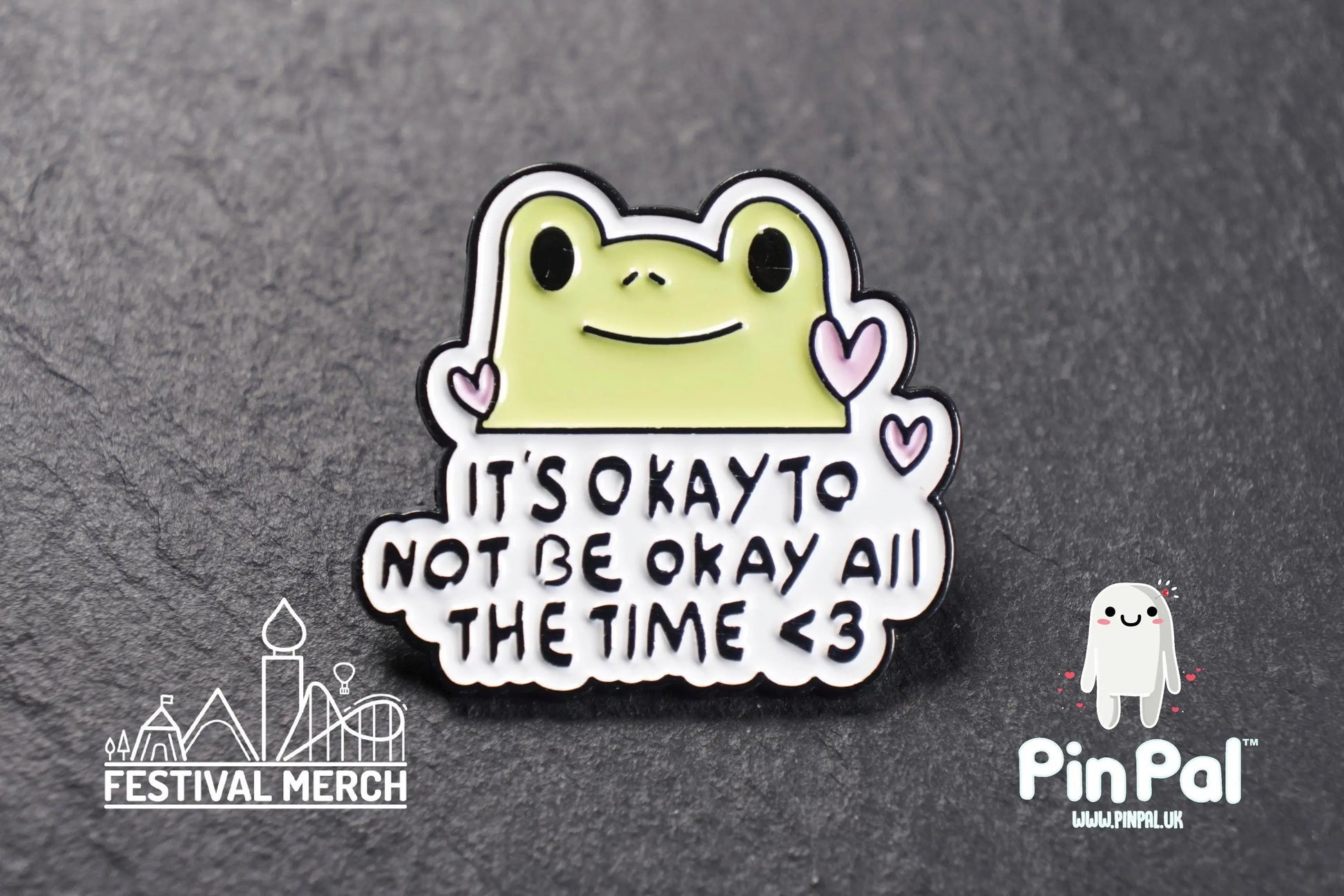 Its okay not to be okay Enamel Pin - PinPal UK201 - Pin Badges - Funny Gift, Music Gift, Anime Gift, Cute Gift, Positive gift, ok frog pin