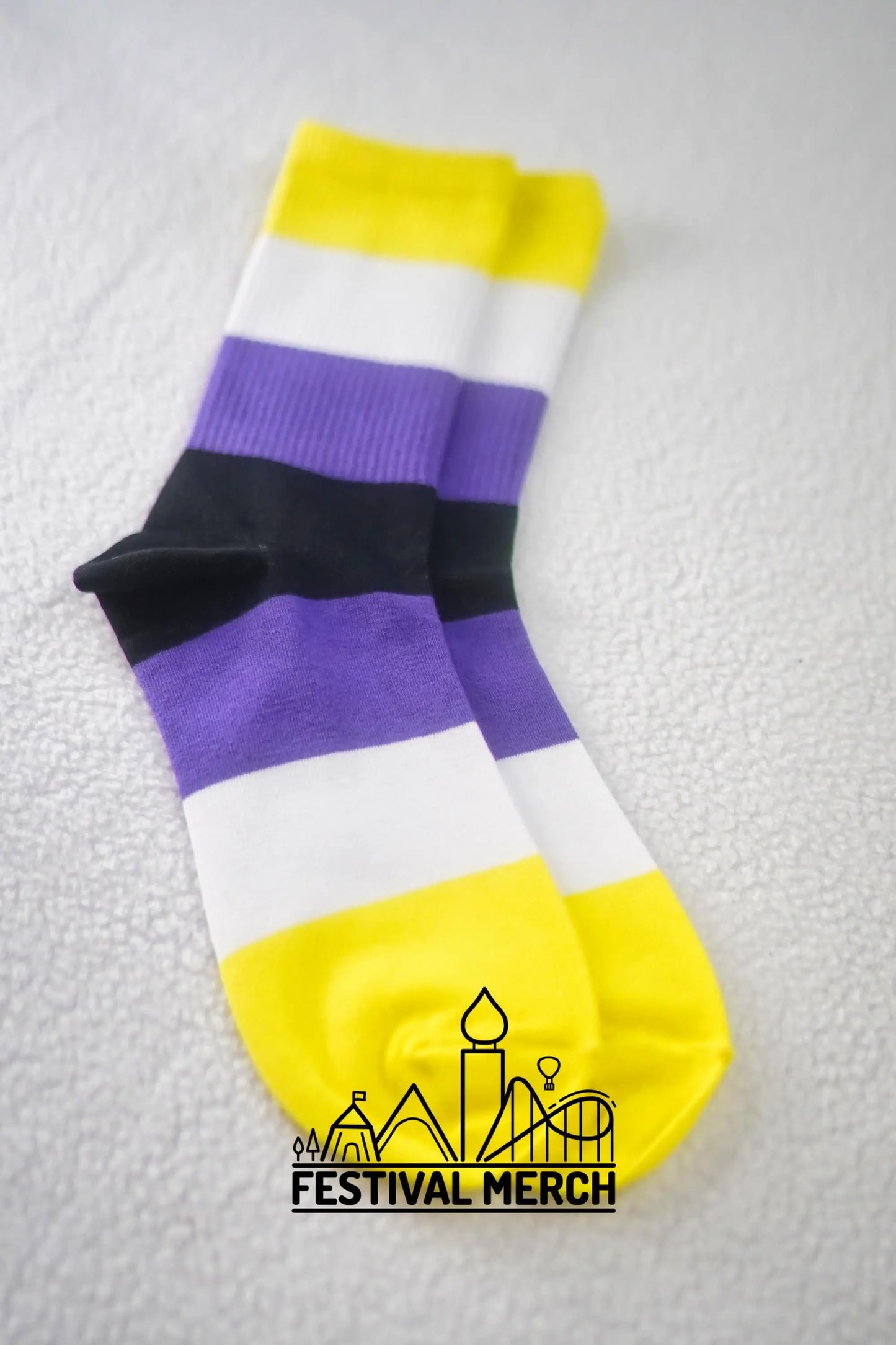 Non binary Pride Socks | Unisex LGBTQ+ Apparel | Premium Cotton Rich ~ Pride Flag Gifts nonbinary Flag Rainbow Socks LGBT owned company