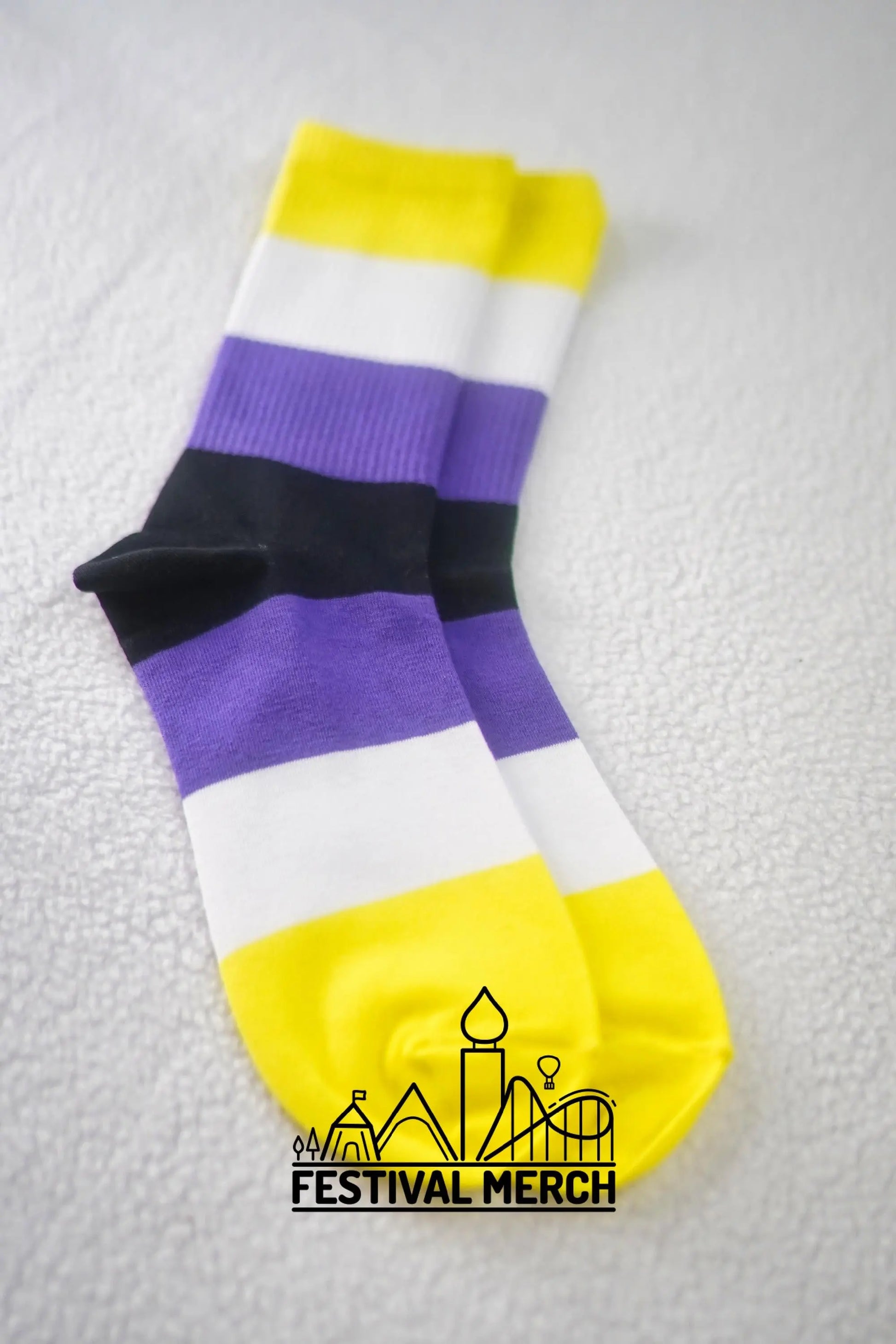 Non binary Pride Socks | Unisex LGBTQ+ Apparel | Premium Cotton Rich ~ Pride Flag Gifts nonbinary Flag Rainbow Socks LGBT owned company