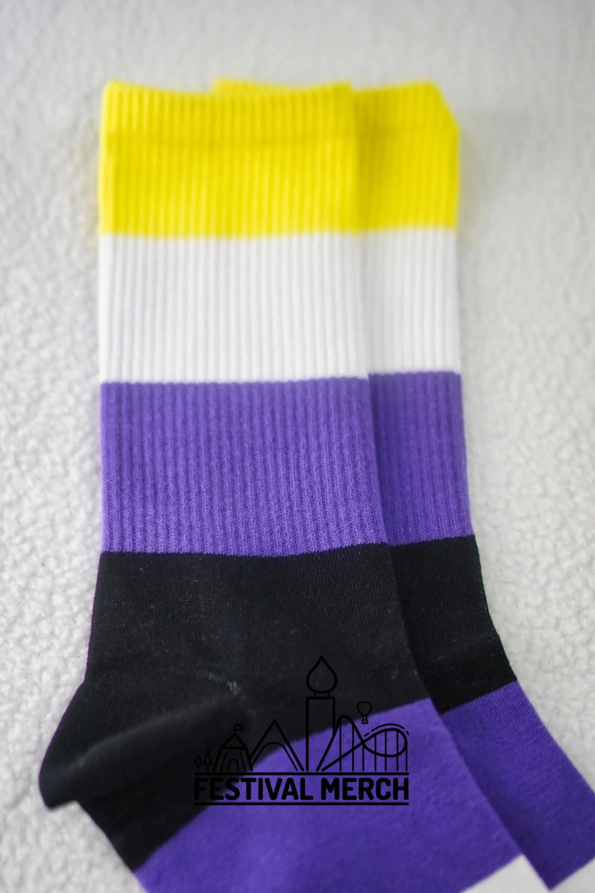 Non binary Pride Socks | Unisex LGBTQ+ Apparel | Premium Cotton Rich ~ Pride Flag Gifts nonbinary Flag Rainbow Socks LGBT owned company