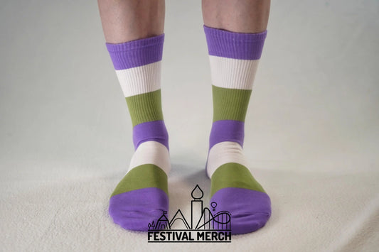 Genderqueer Pride Socks | Unisex LGBTQ+ Apparel | Premium Cotton Rich ~ Pride Flag Gifts Gender Queer Flag Rainbow Socks LGBT owned company