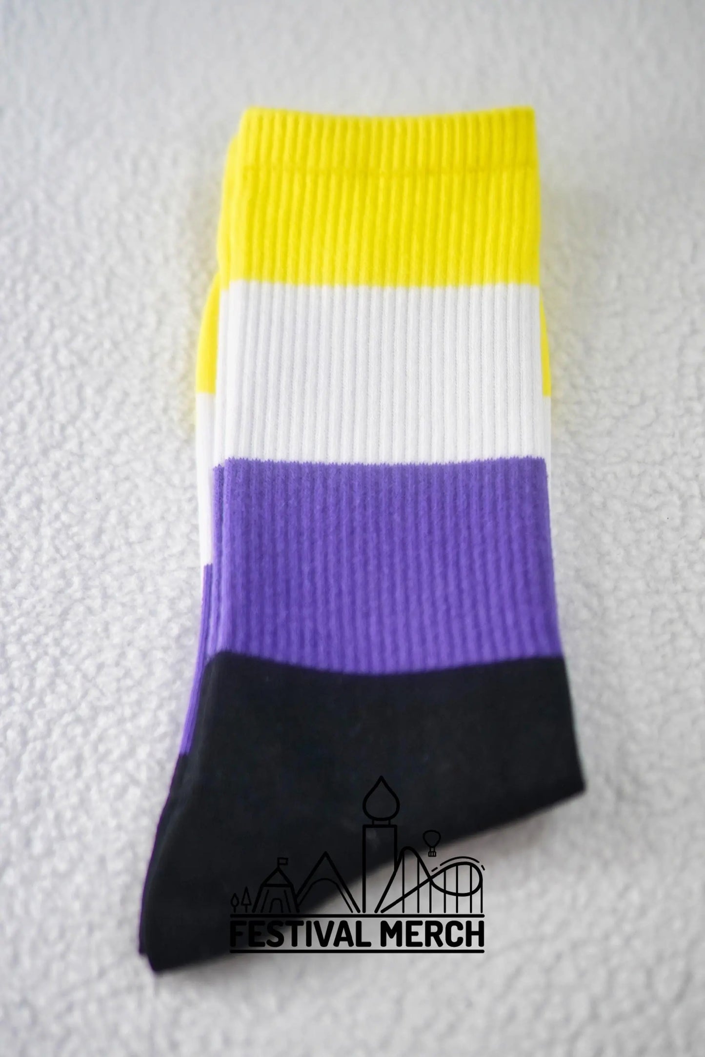 Non binary Pride Socks | Unisex LGBTQ+ Apparel | Premium Cotton Rich ~ Pride Flag Gifts nonbinary Flag Rainbow Socks LGBT owned company