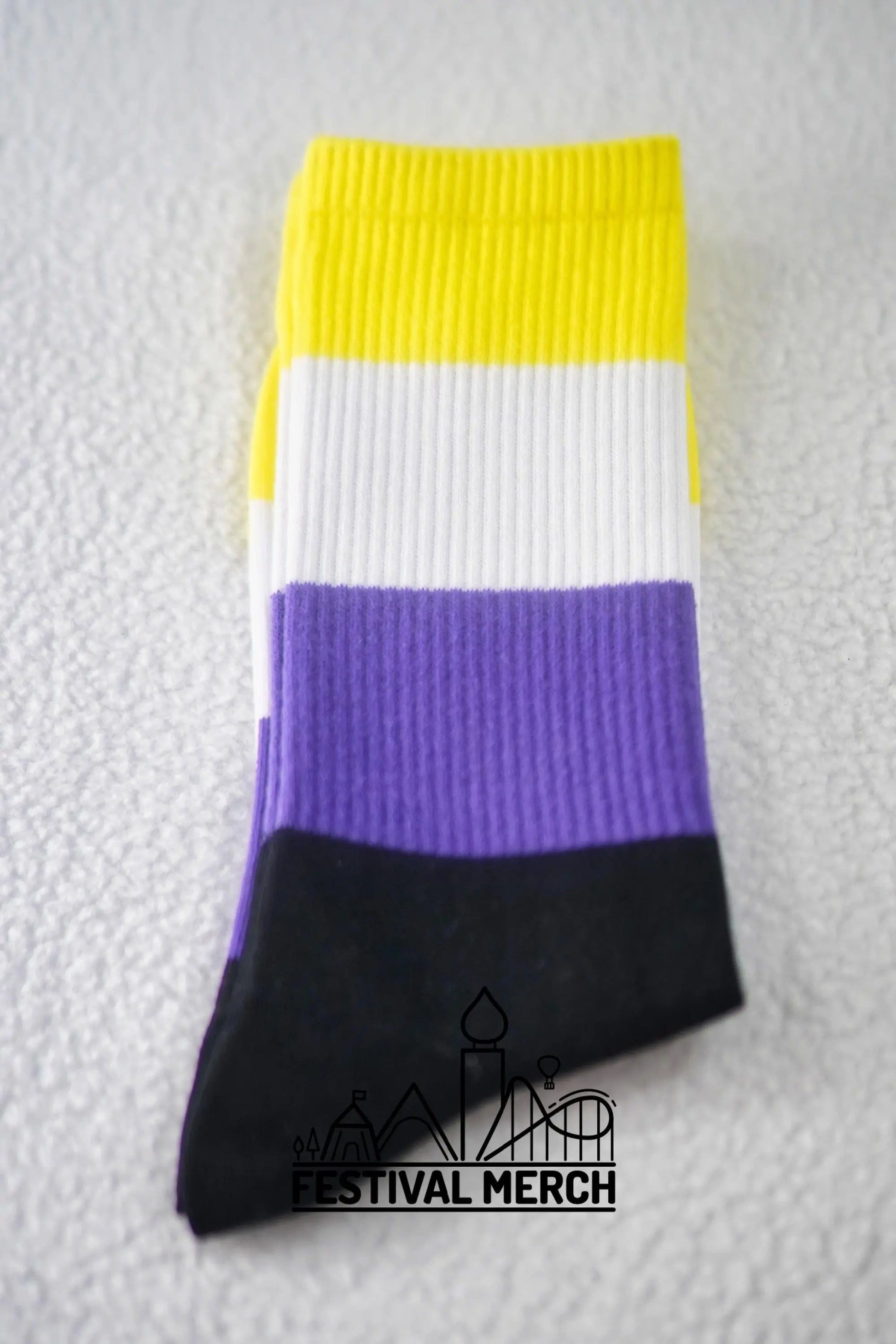 Non binary Pride Socks | Unisex LGBTQ+ Apparel | Premium Cotton Rich ~ Pride Flag Gifts nonbinary Flag Rainbow Socks LGBT owned company