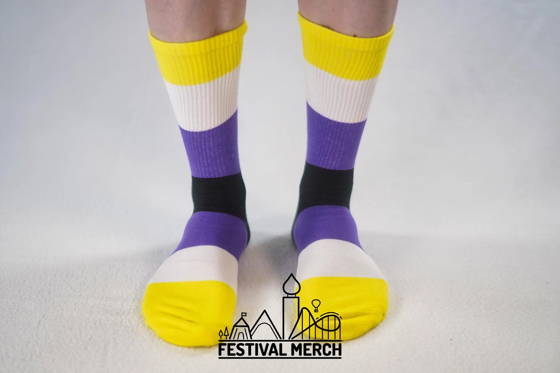 Non binary Pride Socks | Unisex LGBTQ+ Apparel | Premium Cotton Rich ~ Pride Flag Gifts nonbinary Flag Rainbow Socks LGBT owned company