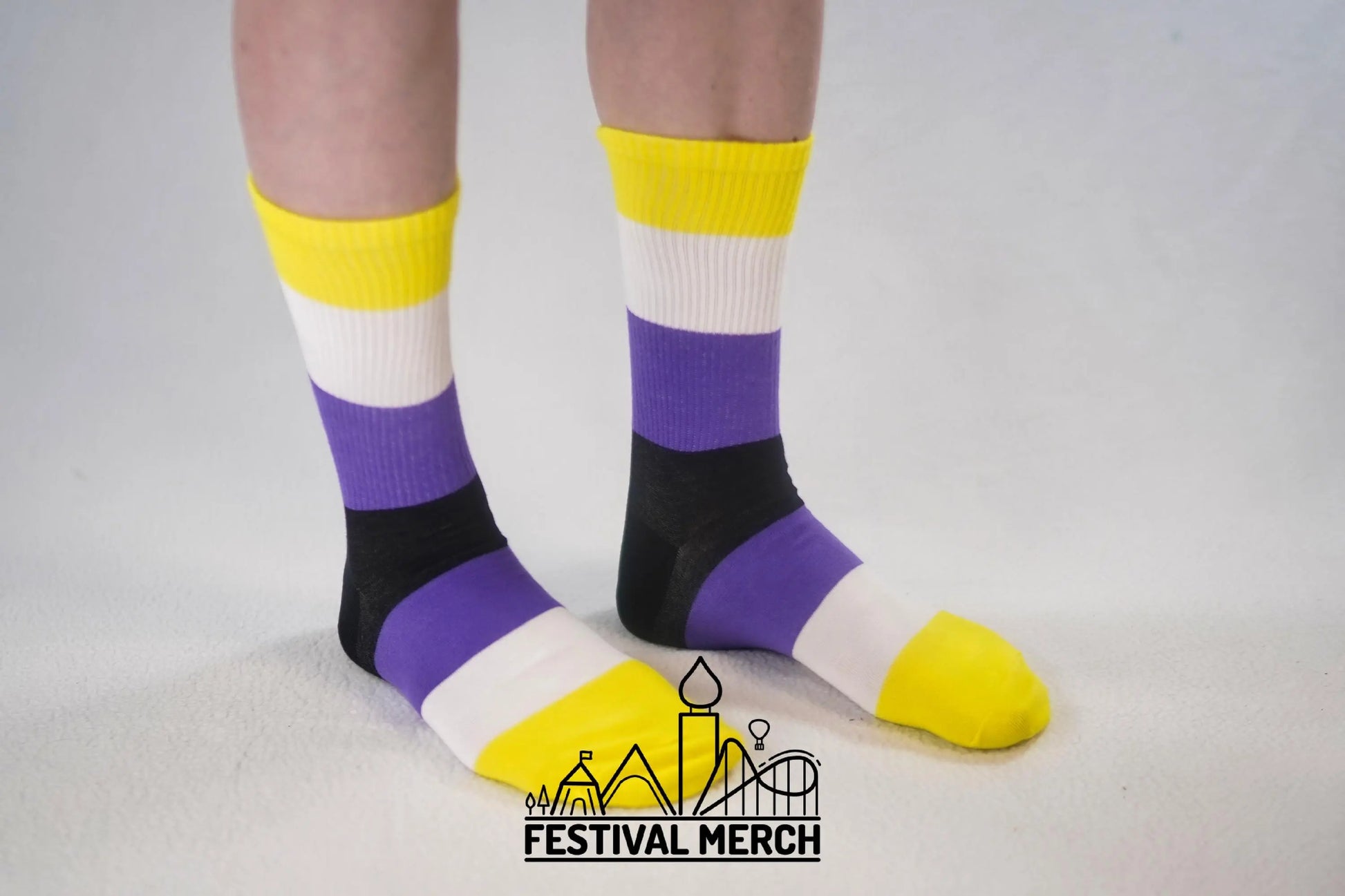 Non binary Pride Socks | Unisex LGBTQ+ Apparel | Premium Cotton Rich ~ Pride Flag Gifts nonbinary Flag Rainbow Socks LGBT owned company