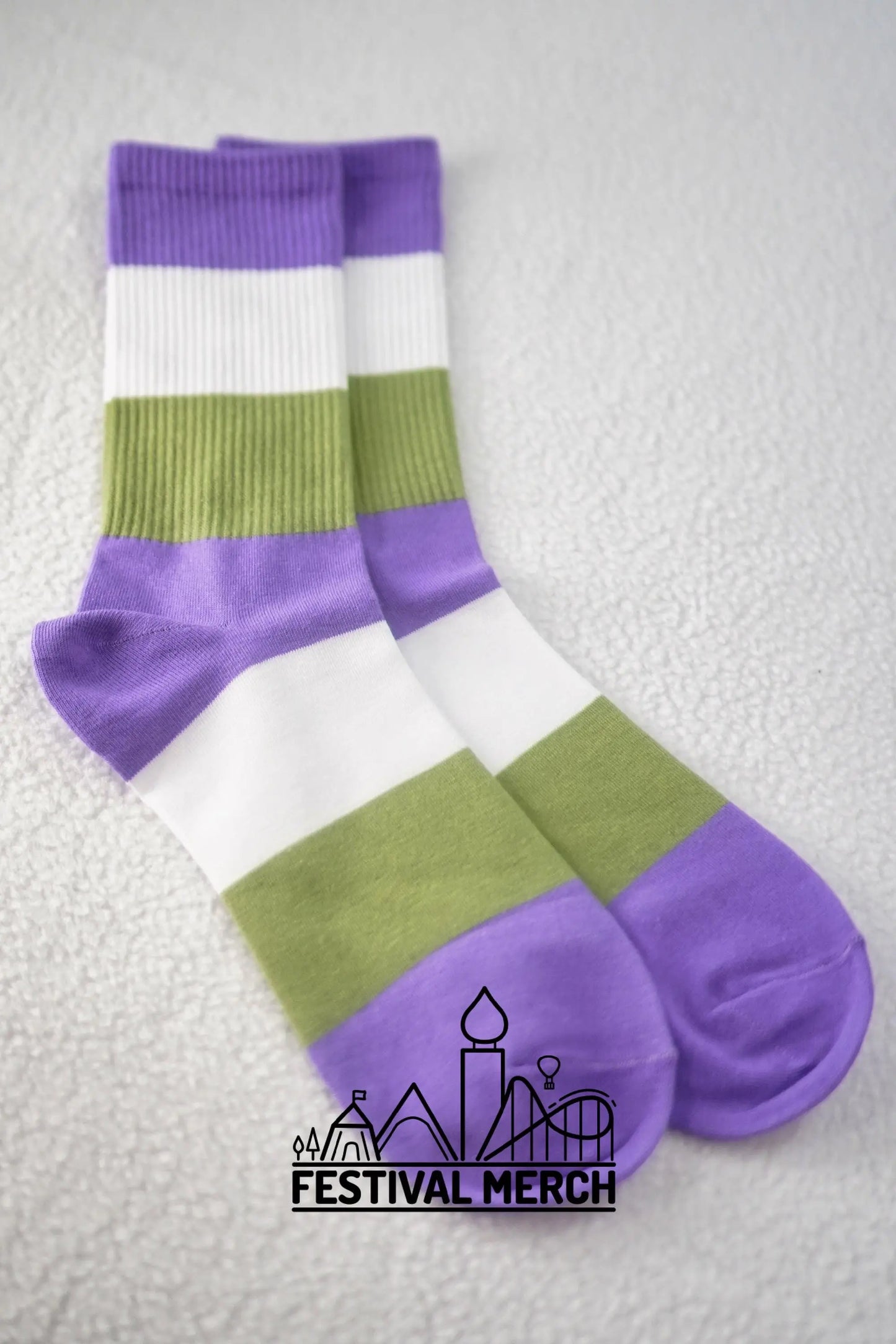 Genderqueer Pride Socks | Unisex LGBTQ+ Apparel | Premium Cotton Rich ~ Pride Flag Gifts Gender Queer Flag Rainbow Socks LGBT owned company