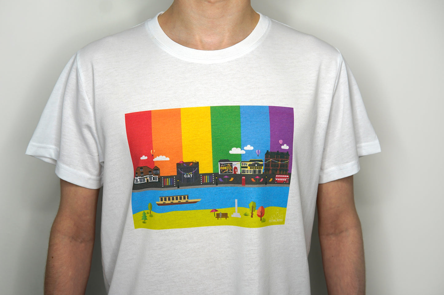 Manchester Pride T shirt - Gay Village Print - Canal street Manchester - Rainbow Flag
