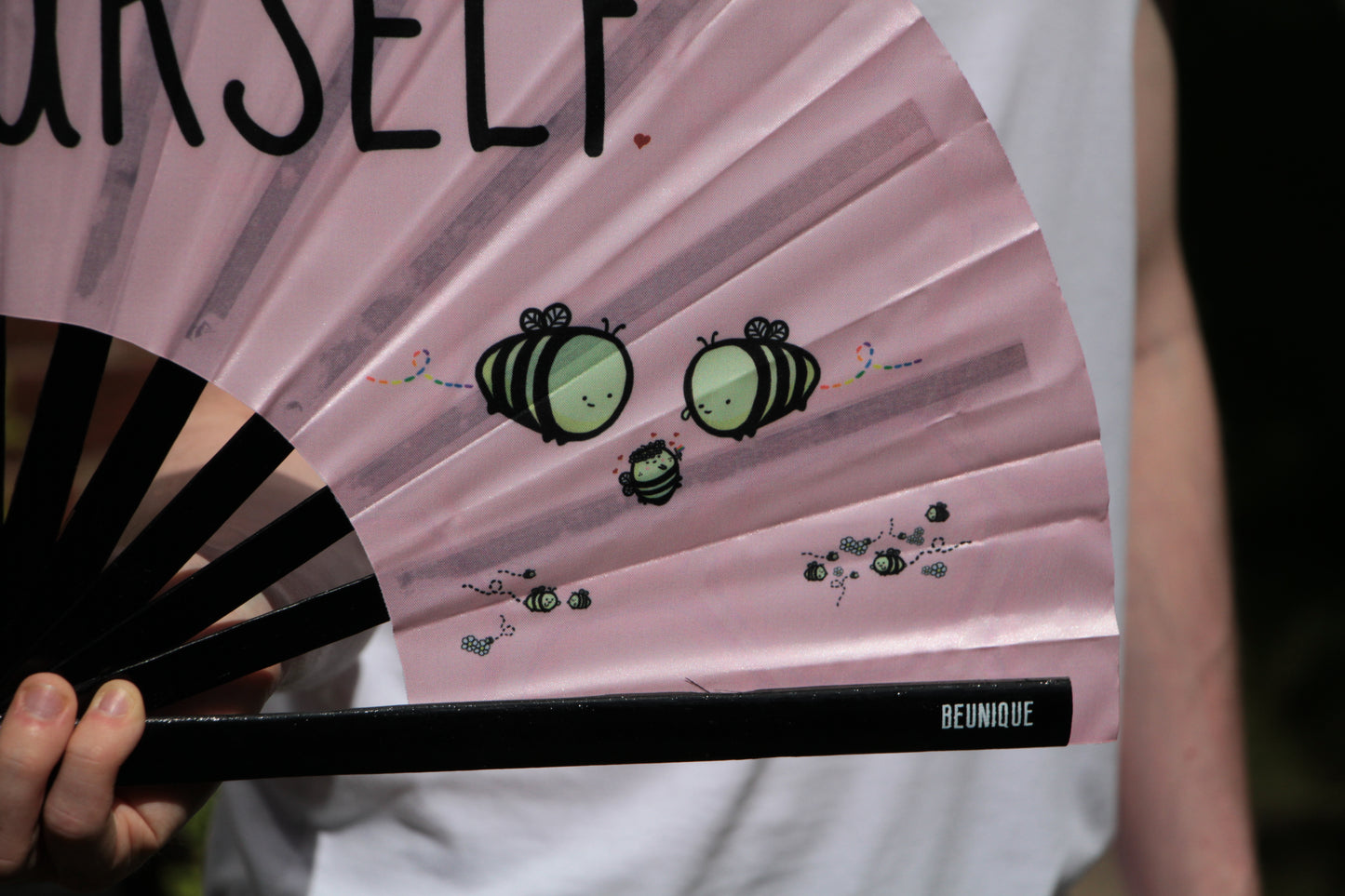 Bee Yourself Large Clack Fan - 66cm - Giant Festival Hand fan - Bumble bee Theme