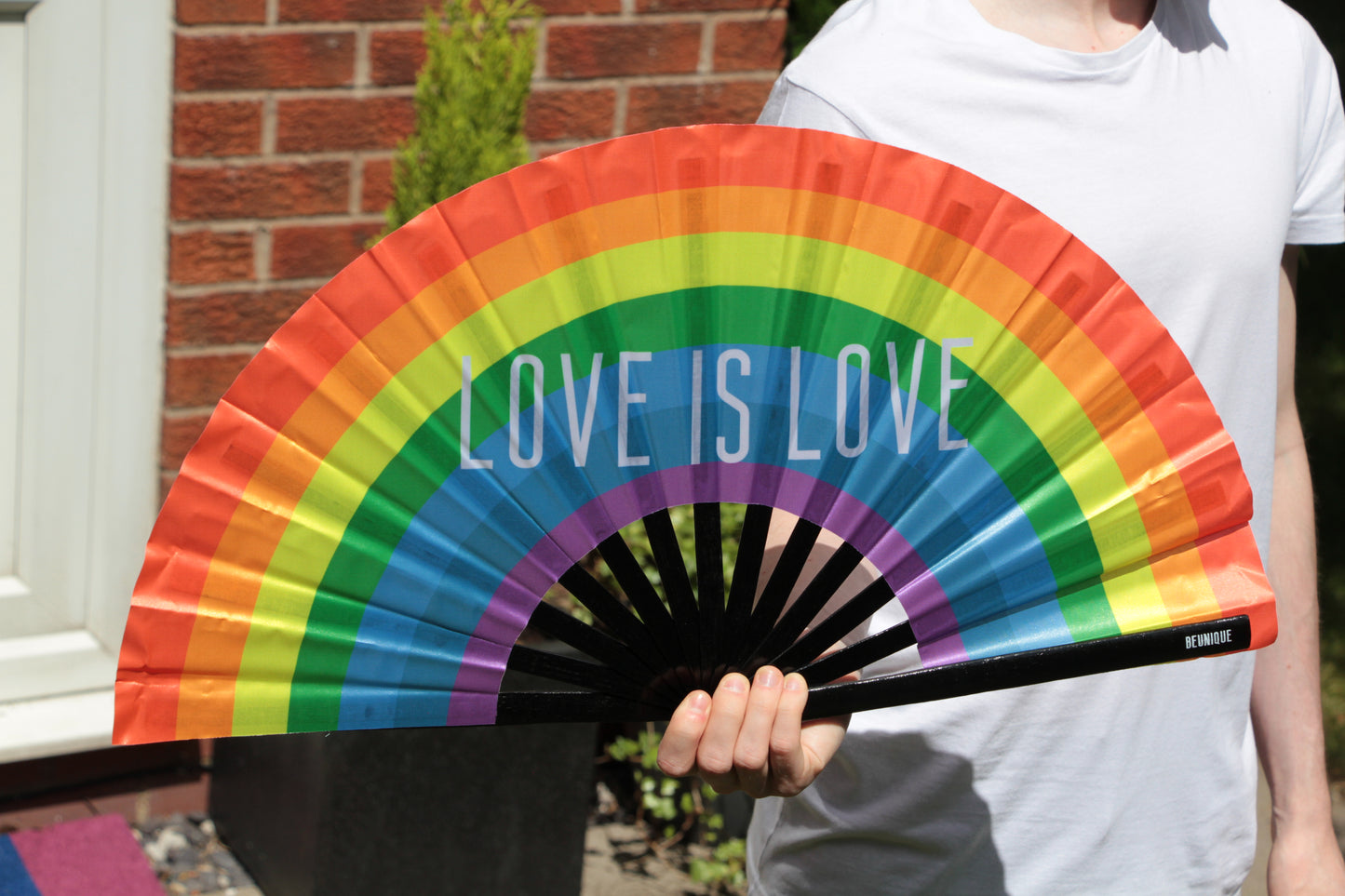 Pride Flag Large Clack Fan - 66cm - Giant Festival Hand fan- LGBT Rainbow