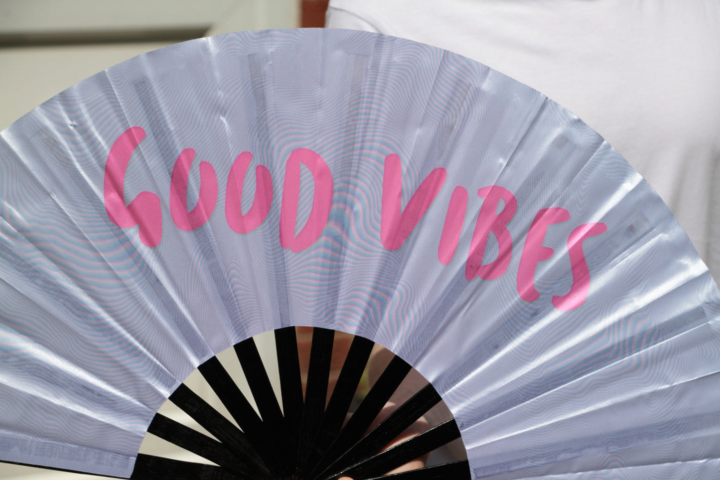 Good Vibes Large Clack Fan - 66cm - Giant Festival Hand fan
