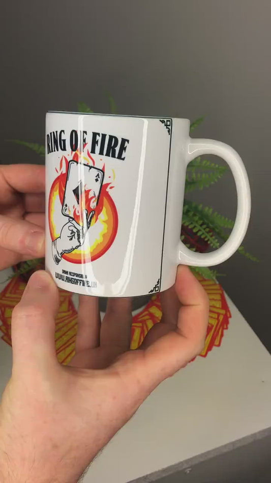 Ring of Fire Game Mug (Unofficial) 11oz Kings Cup - Freshers week University student gift Card Drinking game playing cards - Festival Merch