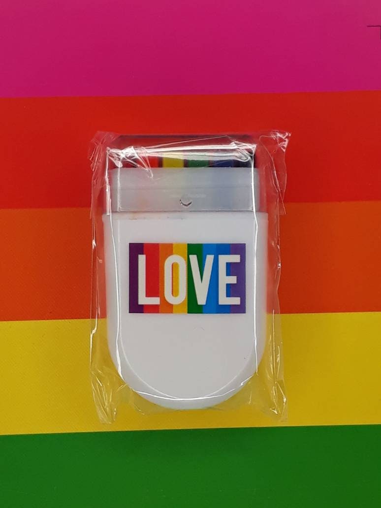 Pride Care Package 3 Essential Items! - Bundle of Pride Gift Set  - LGBT Gay Lesbian Bi Trans - Rainbow Flag, Fan, Face Stamp