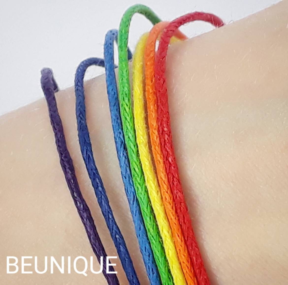 Rainbow Flag Bracelet | Handmade to order - Rainbow Gift - Pride bracelet - LGBT gift Gay Lesbian Bi Trans Gift - Wax Cotton Cord pride gift
