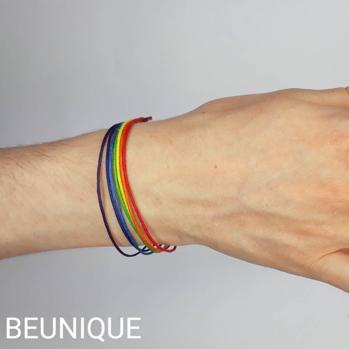 Rainbow Flag Bracelet | Handmade to order - Rainbow Gift - Pride bracelet - LGBT gift Gay Lesbian Bi Trans Gift - Wax Cotton Cord pride gift