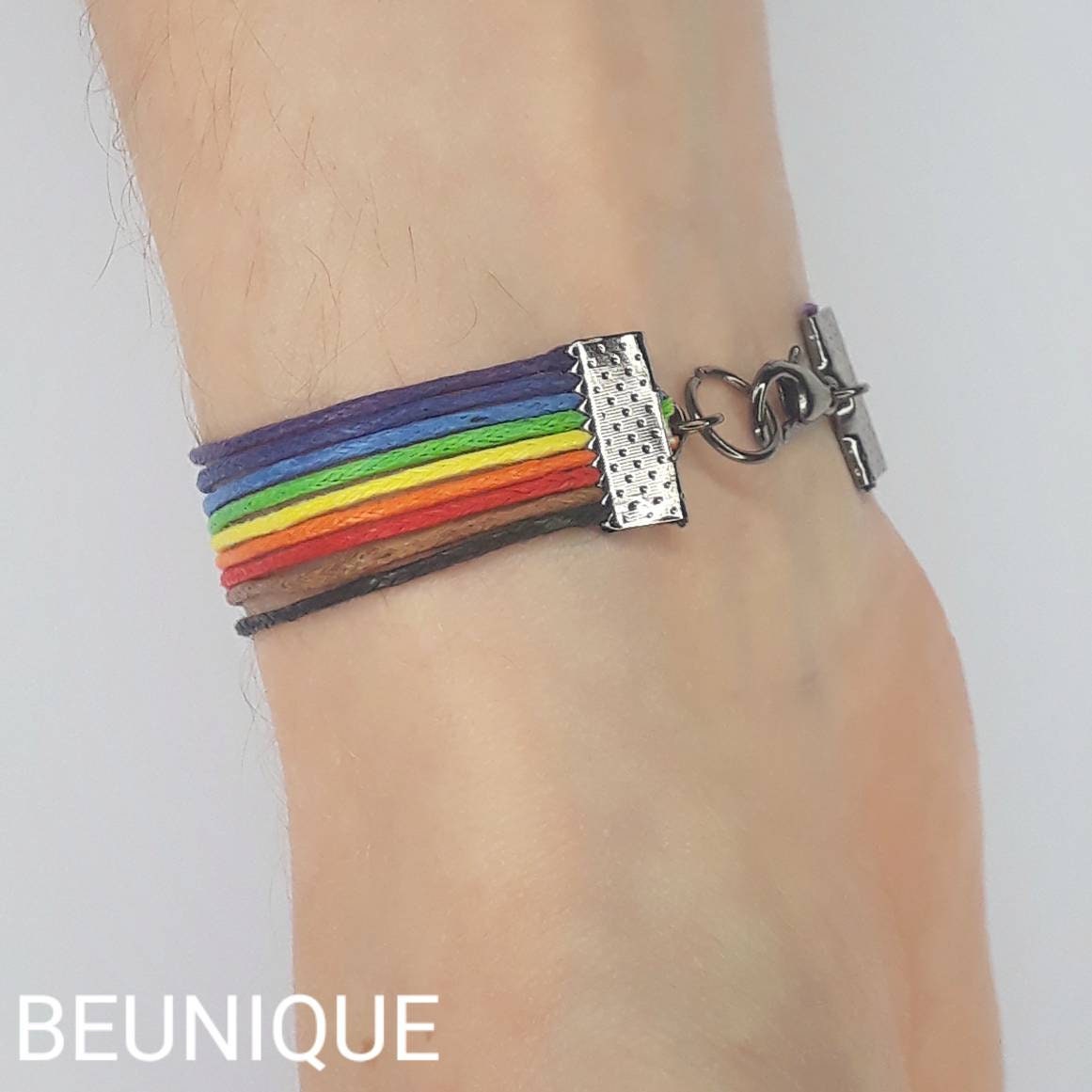 Inclusive Rainbow Flag Bracelet | Handmade to order - Pride bracelet for men and women - Gay Lesbian Bi Trans - Progress Philly Pride gift