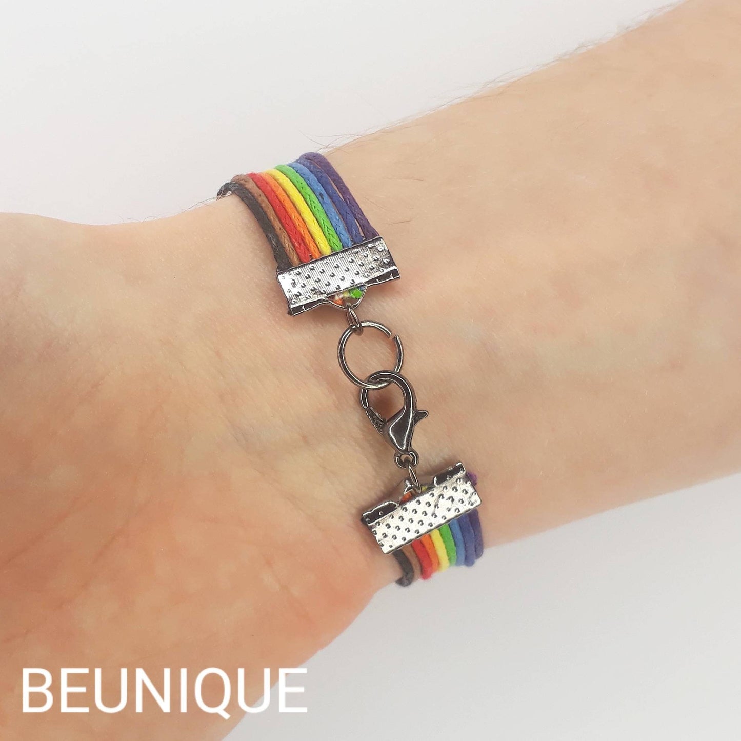 Inclusive Rainbow Flag Bracelet | Handmade to order - Pride bracelet for men and women - Gay Lesbian Bi Trans - Progress Philly Pride gift