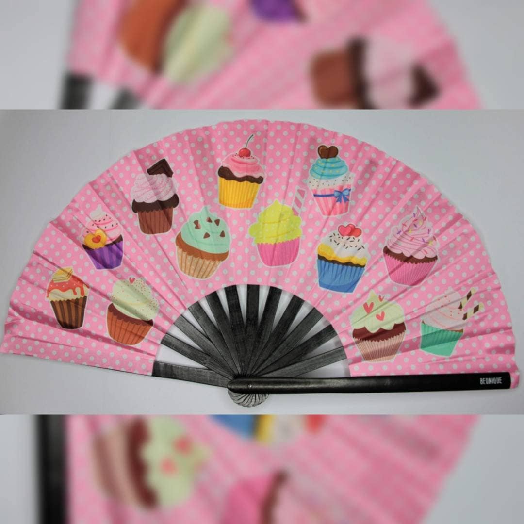 Fairy Cake Clack Fan - Giant Hand Fan 25" - Baking gift - Gift for Baker - GBBO Great British Bake off - Cup Cake gift fancy dress