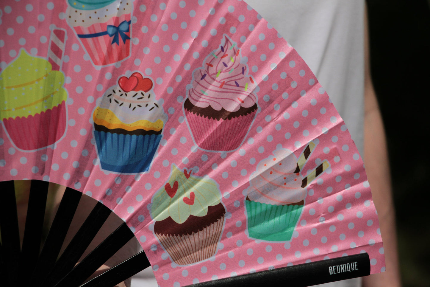 Fairy Cake Clack Fan - Giant Hand Fan 25" - Baking gift - Gift for Baker - GBBO Great British Bake off - Cup Cake gift fancy dress