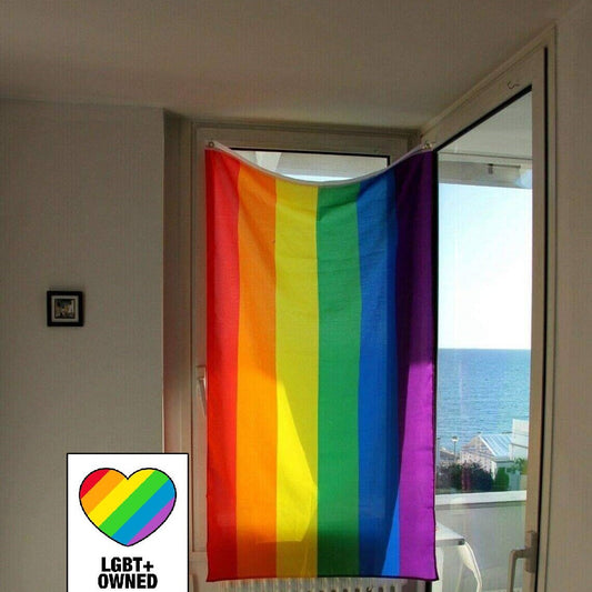 Premium LGBT Pride Flags - (Discreet packaging) - Rainbow Flag 5ft by 3FT Pride Gay Lesbian Bi Trans Inclusive parade - Festival Merch