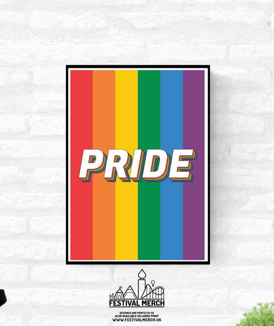 Rainbow Pride Flag Print LGBT Gay lesbian bi trans - home decor - A4 A3 A2  - Festival Merch