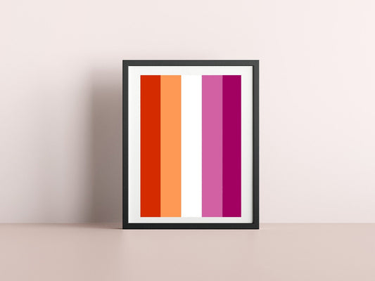 Lesbian Flag Print - Rainbow Pride Flag - home decor - A4 A3 A2  - Festival Merch