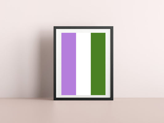Genderqueer Flag Print - Rainbow Pride Flag - home decor - A4 A3 A2  - Festival Merch