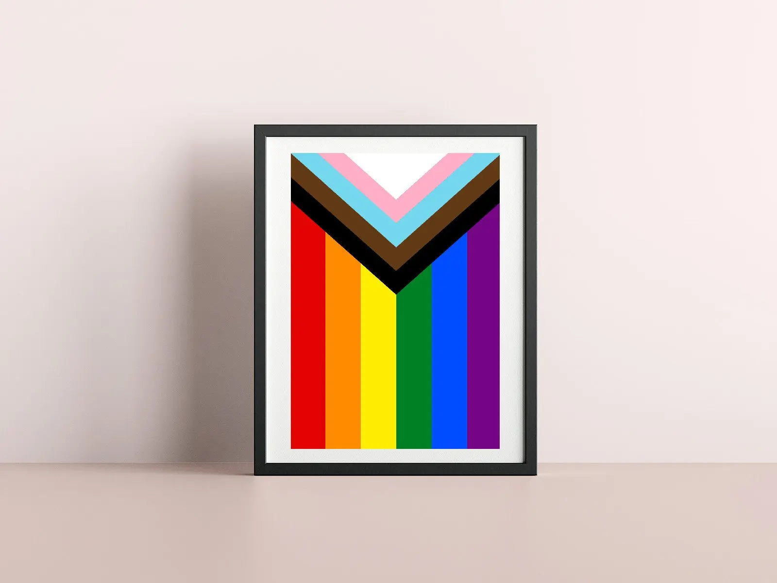 Pride Progress Rainbow Flag Print - Philly Philadelphia Pride Flag - home decor - A4 A3 A2 - Festival Merch