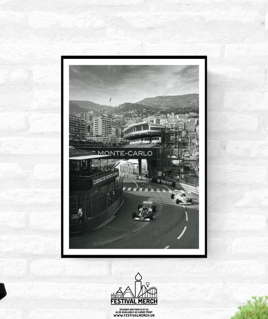 Monaco Race Circuit Print - Monaco Poster Grand Prix Historique - Black and White - office home decor - A4 A3 A2 - Festival Merch