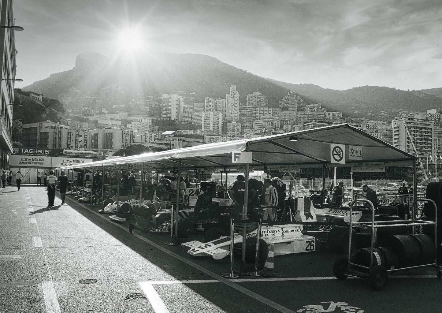 Monaco Pit Lane Print - Monaco Poster - Grand Prix Historique - Black and White Photograph - office home decor  - A4 A3 A2  - Festival Merch