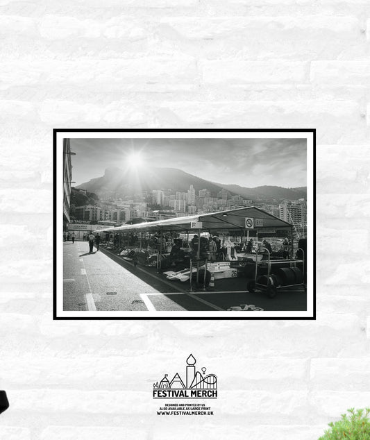 Monaco Pit Lane Print - Monaco Poster - Grand Prix Historique - Black and White Photograph - office home decor  - A4 A3 A2  - Festival Merch