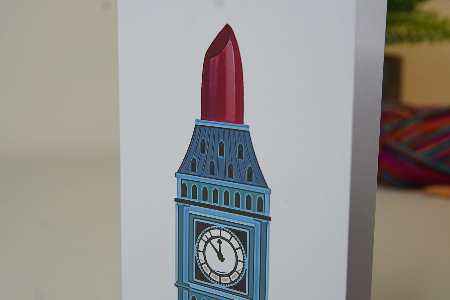 Big Ben Lipstick design - Greetings card - London tourist Londoner LDN Drag Make up artist - Ru Paul's drag race UK inspired
