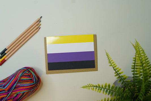 Non binary Flag - Premium Pride Flag LGBT Greetings Card A6 - Celebrate Nonbinary - FestivalMerch