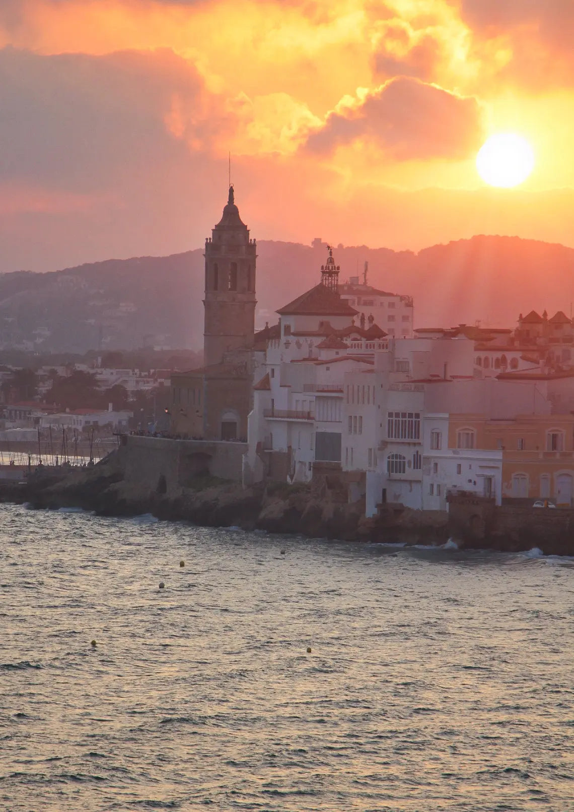 Sunset in Sitges Spain Photograph - Living room office home decor Print - A4 A3 A2 - Festival Merch