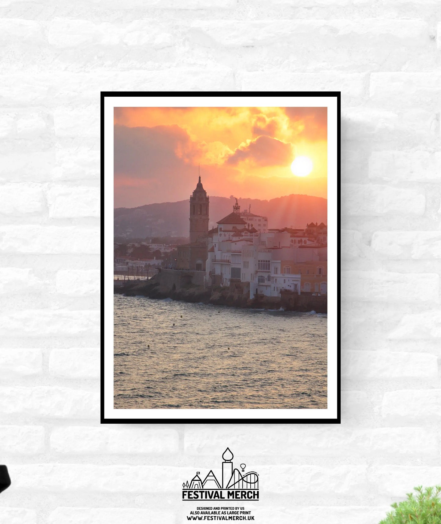 Sunset in Sitges Spain Photograph - Living room office home decor Print - A4 A3 A2 - Festival Merch