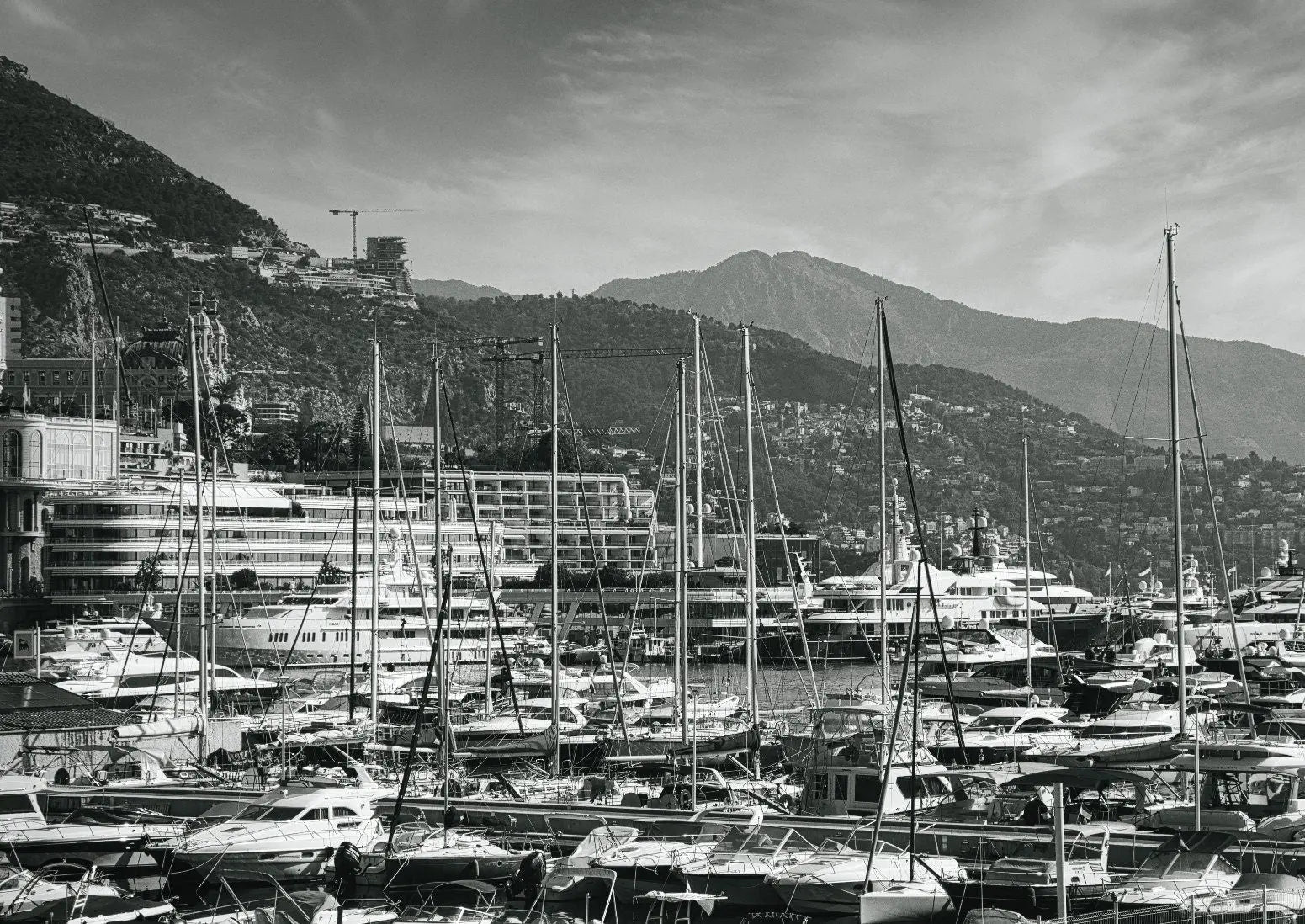 Monaco Harbour Print - Grand Prix Historique - Monaco Poster - Black and White - office home decor - A4 A3 A2 - Festival Merch