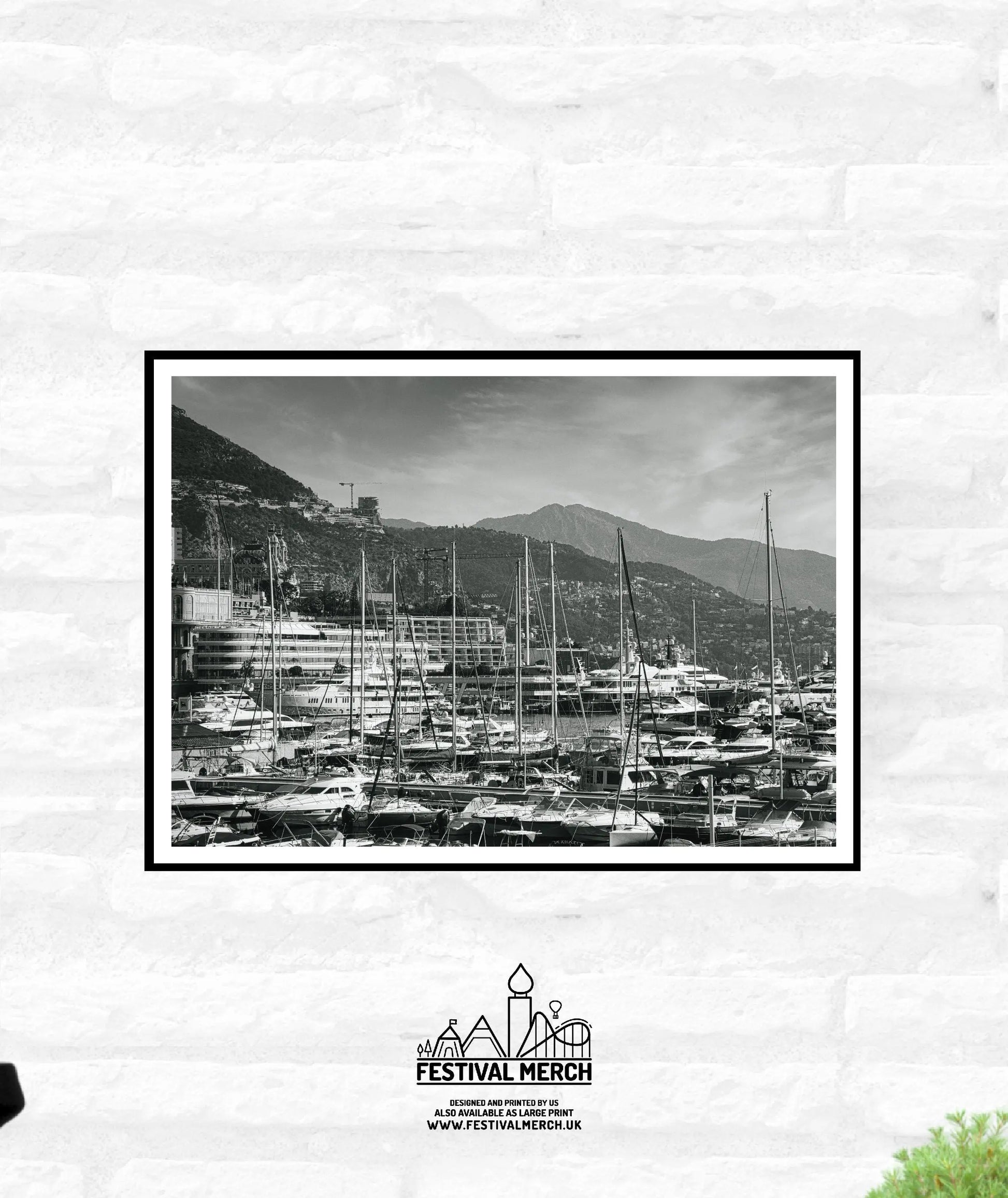 Monaco Harbour Print - Grand Prix Historique - Monaco Poster - Black and White - office home decor - A4 A3 A2 - Festival Merch