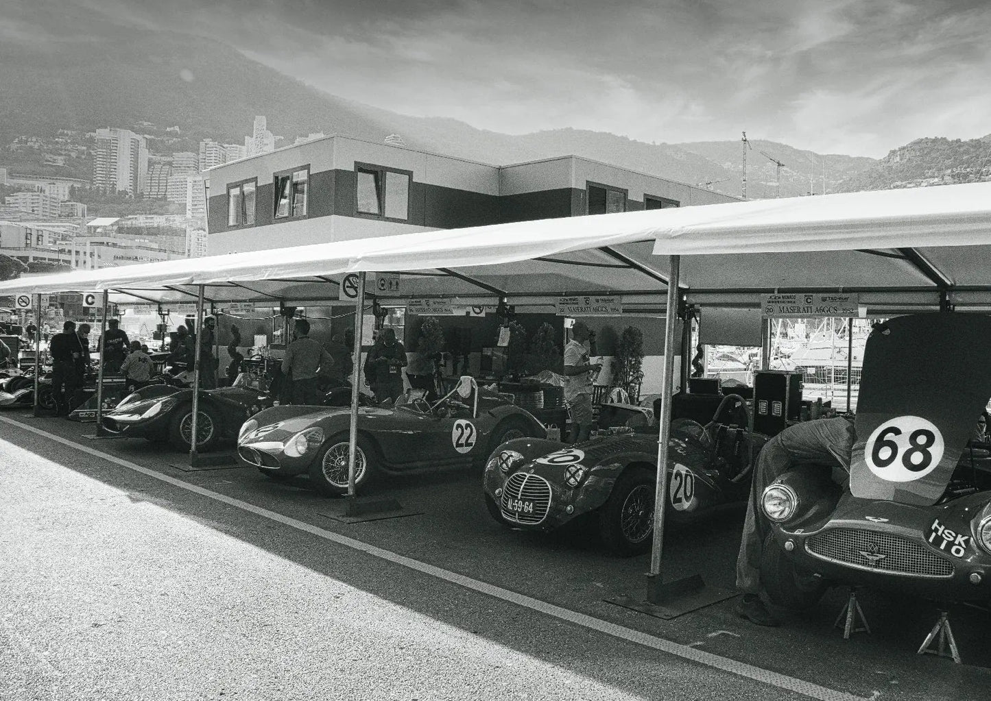 Monaco Pit Lane Print - Monaco Poster - Grand Prix Historique - Black and White - office home decor - A4 A3 A2 - Festival Merch