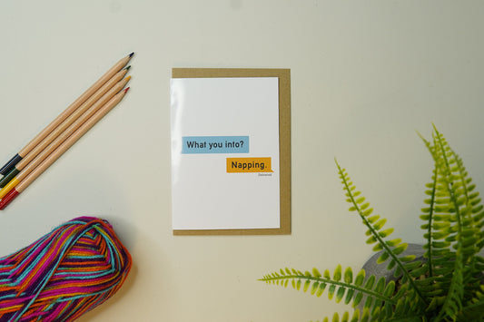 What are you into? Napping  - Premium Funny Greetings Card A6 - Premium Pride LGBT - Valentines day birthday dating app - FestivalMerch