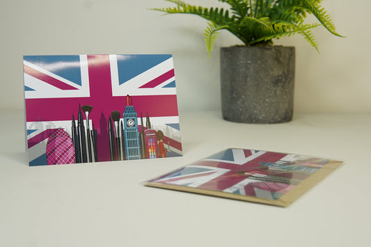 Union Jack Flag - Big Ben lip stick - Make Up London - Premium Greetings Card A6 - Rupaul Drag race UK Inspired - FestivalMerch