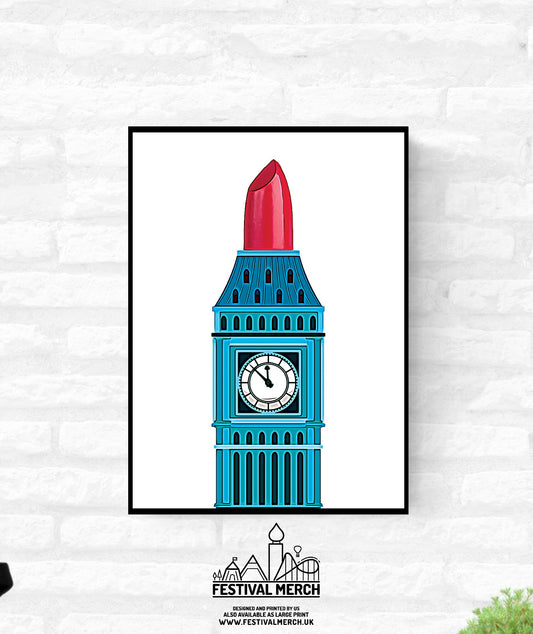 Big Ben Lipstick Print - London artwork A4 A3 A2 -  Ru pauls Drag race UK inspired - Home Decor