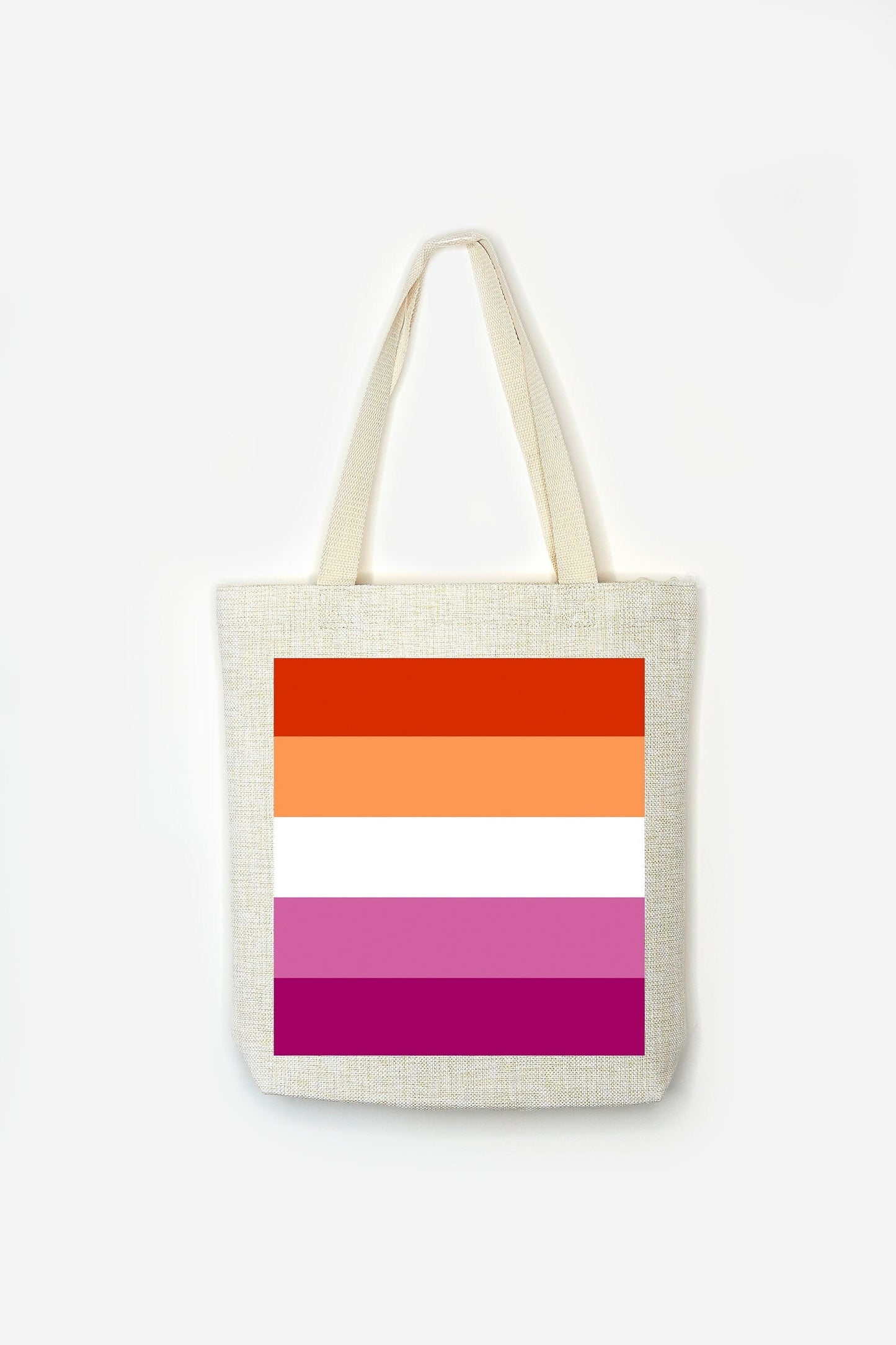 Lesbian Flag Tote Bag - Premium Linen Cotton Canvas - Pride Flag LGBT - Festival Merch