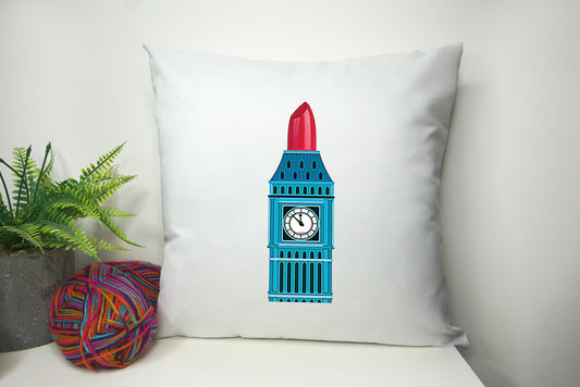 Big Ben Cushion Cover 40cm by 40cm Polyester - No filling - Make up Lipstick Pillowcase - Festival Merch