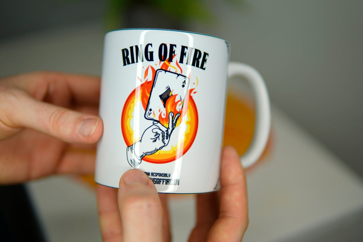 Ring of Fire Game Mug (Unofficial) 11oz Kings Cup - Freshers week University student gift Card Drinking game playing cards - Festival Merch